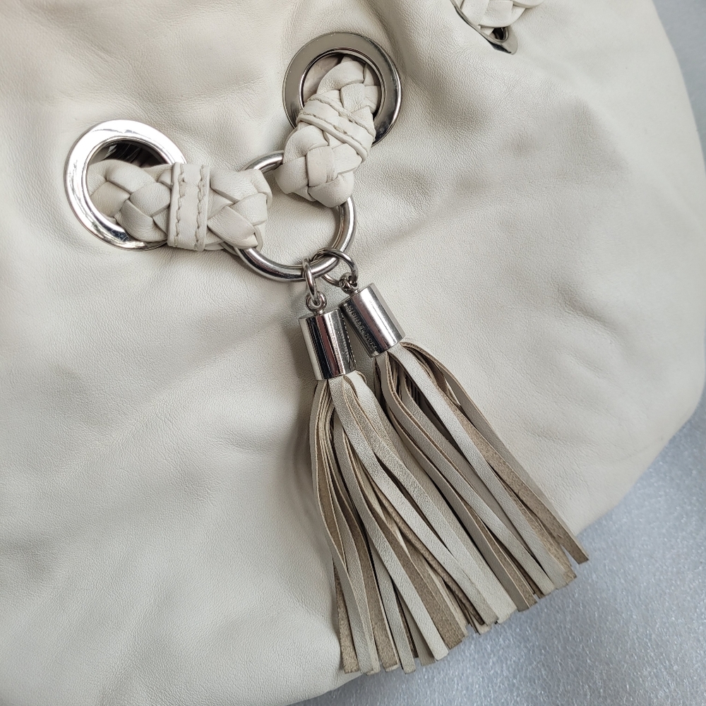 Michael Kors Camden Slouchy Leather Hobo Bag Braided Straps Off-White - Picture 6 of 16